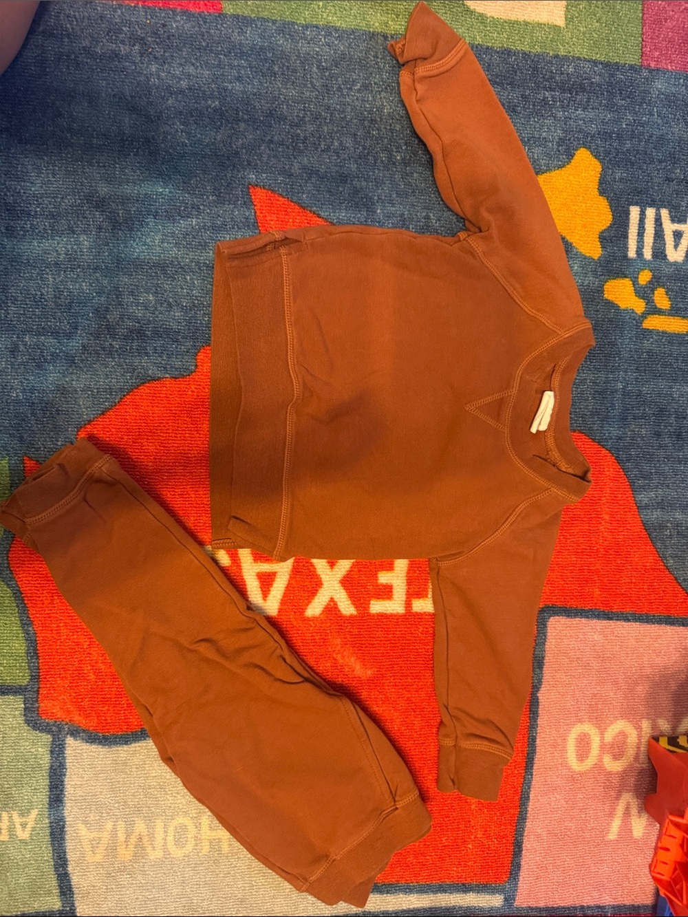 Kids Cozy Brown Matching Footie Set - Soft Pullover & Joggers